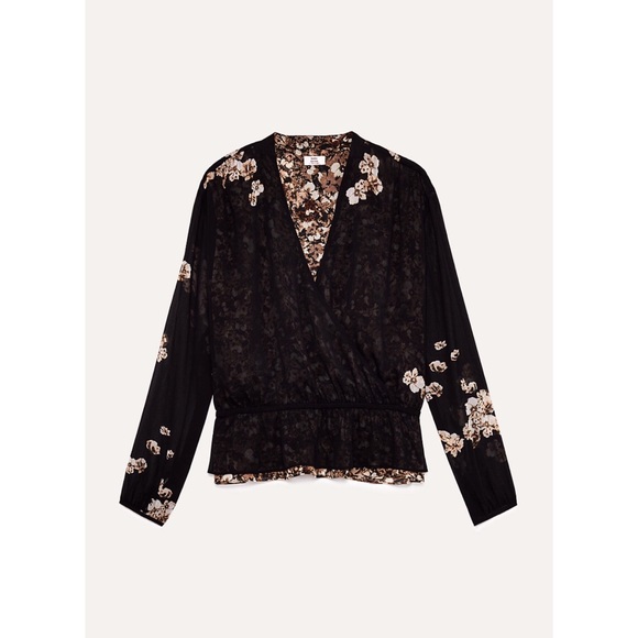 Aritzia Little Moon Lunaria Blouse Black Floral - Picture 5 of 8